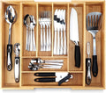 Silverware Tray for Drawer Organizer - Expandable Bamboo Cutlery