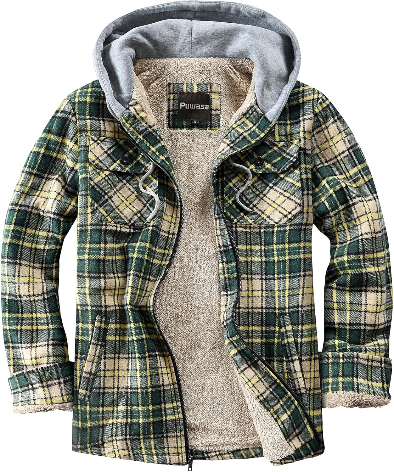 Men's Full Zip Sherpa Lined Flannel Jacket for Cold Weather