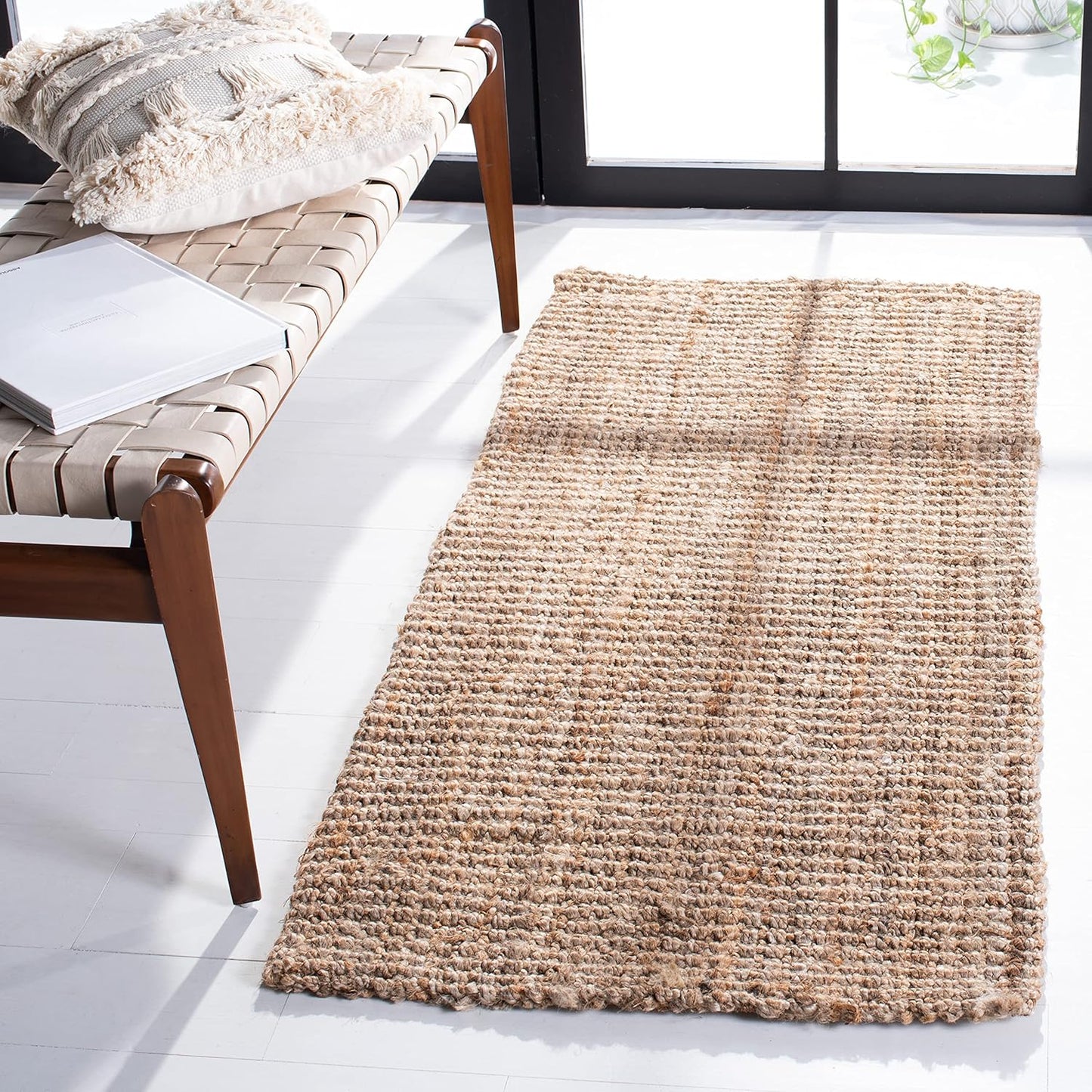 Handmade Jute Area Rug - Natural Brown, Farmhouse Style, 2ft x 4ft
