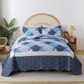 HoneiLife Quilt Set Twin Size - Lightweight Reversible Patchwork Quilt