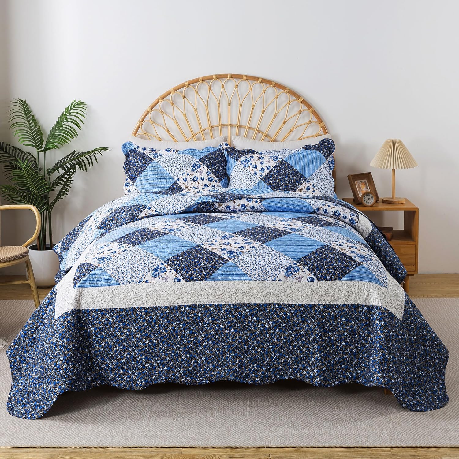 HoneiLife Twin Size Quilt Set - Reversible Floral Bedspread