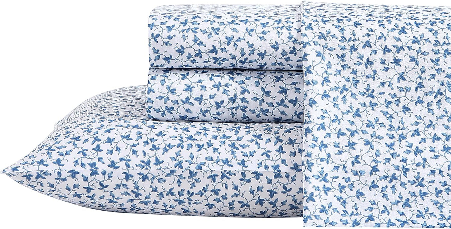 Queen Sheets Set - Soft Sateen Cotton Bedding by Laura Ashley
