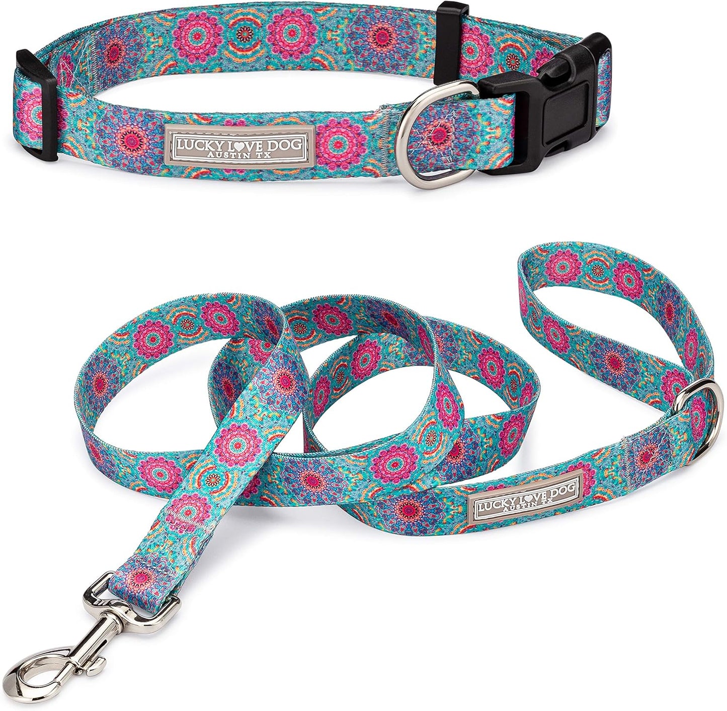 Boho Chic Matching Dog Collar and Leash Set for Stylish Dogs