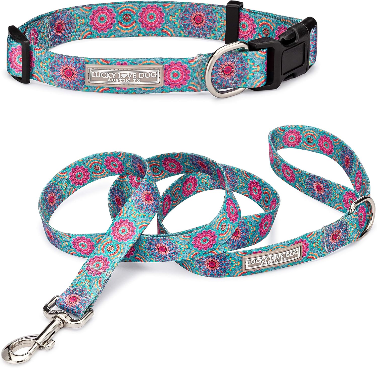Boho Chic Matching Dog Collar and Leash Set for Stylish Dogs