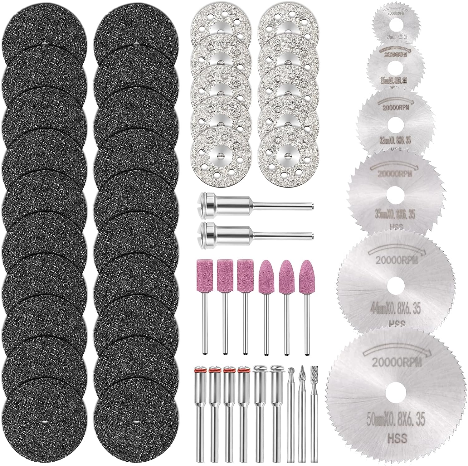 GOXAWEE 53pcs Rotary Tool Cutting Set: Precision Cuts for Stone, Wood & Metal