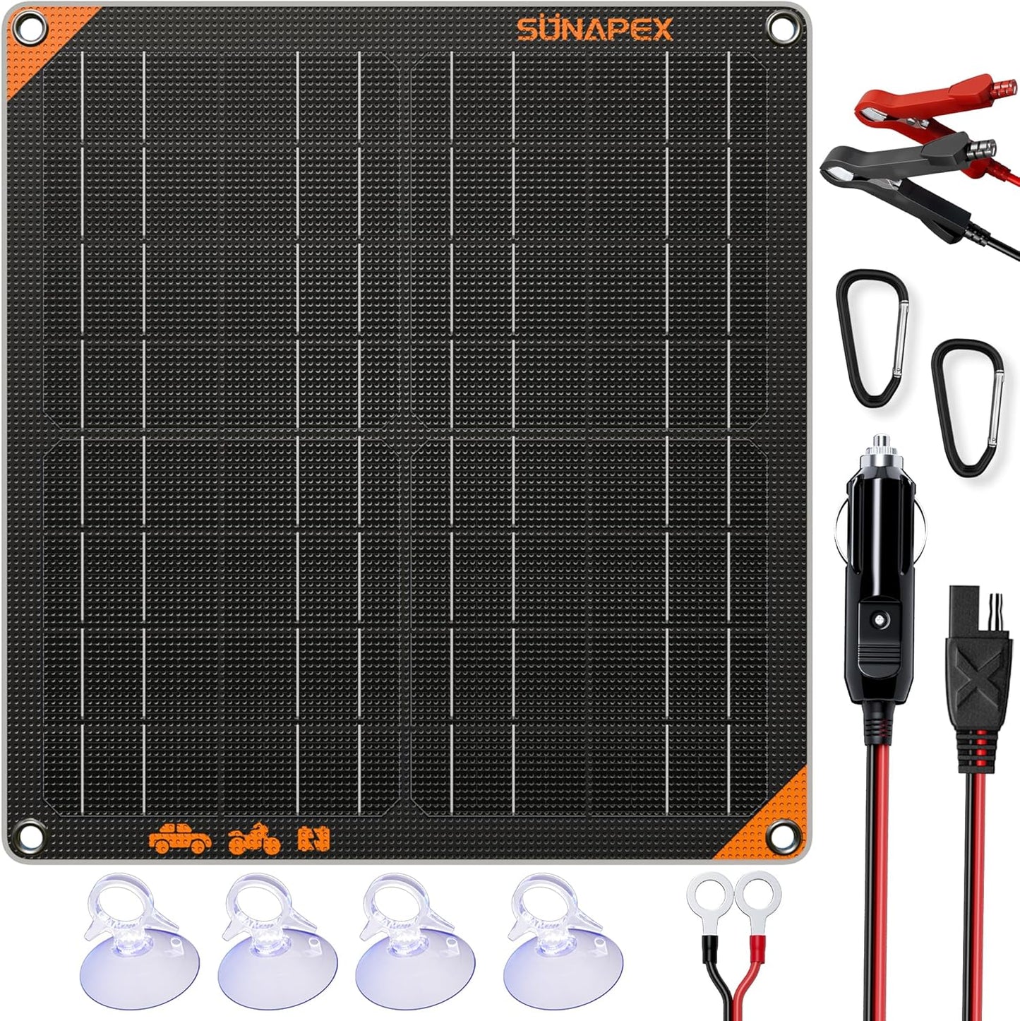 SUNAPEX 20W 12V Solar Panel Charger for All Vehicles