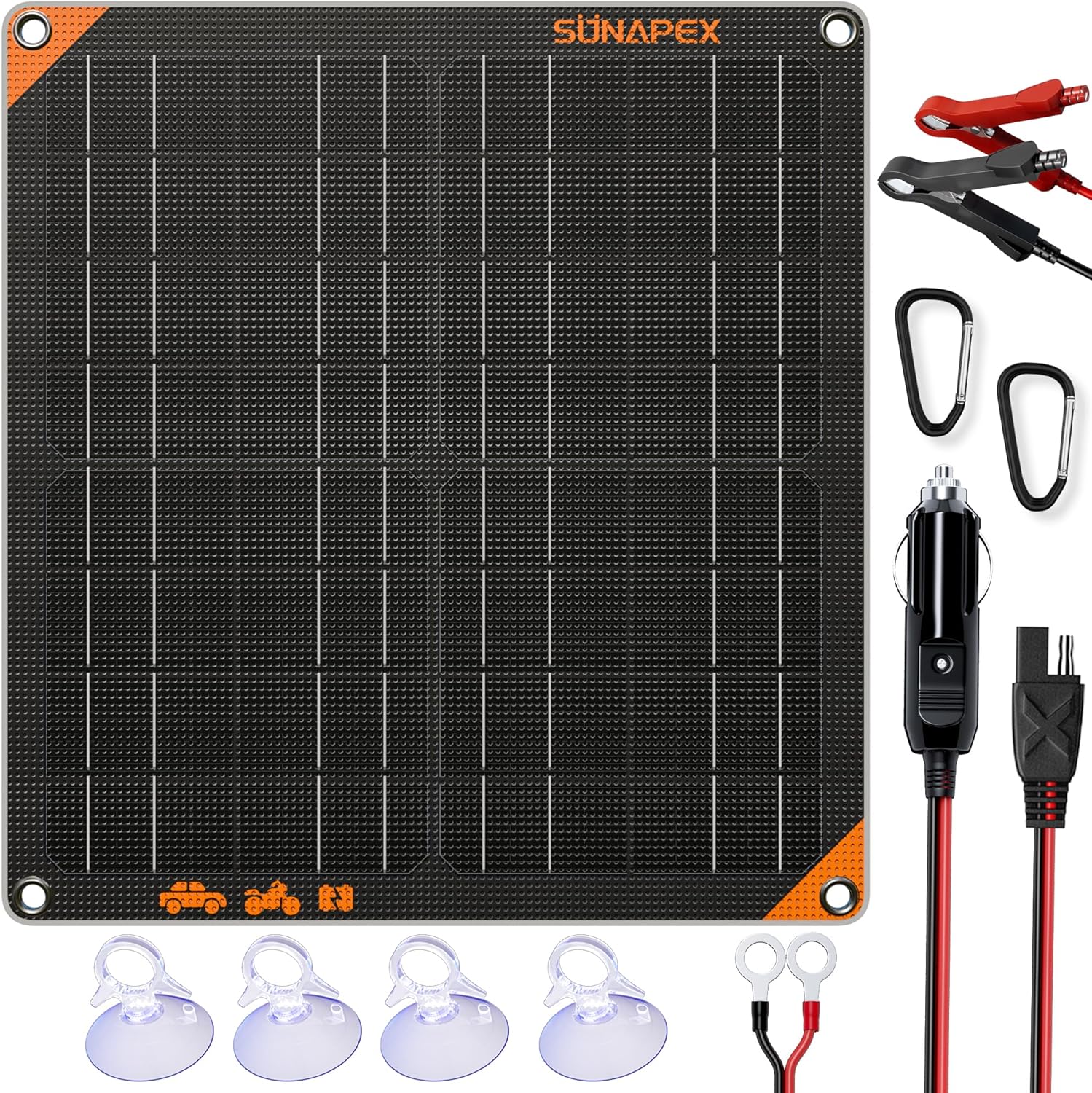 SUNAPEX 20W 12V Solar Panel Charger for All Vehicles