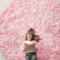 OLANLY Pink Round Rugs for Bedroom - Soft Fluffy Area Rug