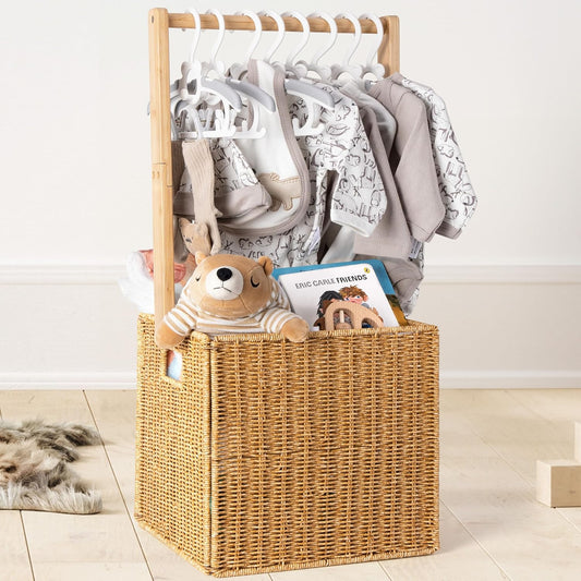 Baby Shower Crate Closet - Hand-Woven Rattan Storage Basket
