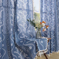 Navy Blue Western Rustic Boho Curtains 96 in Length - Farmhouse Linen