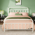Full Size Metal Platform Bed Frame with Victorian Iron-Art Headboard