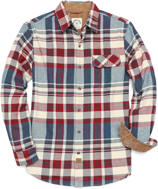 Dubinik Mens Flannel Shirts Long Sleeve Casual Button Down Style