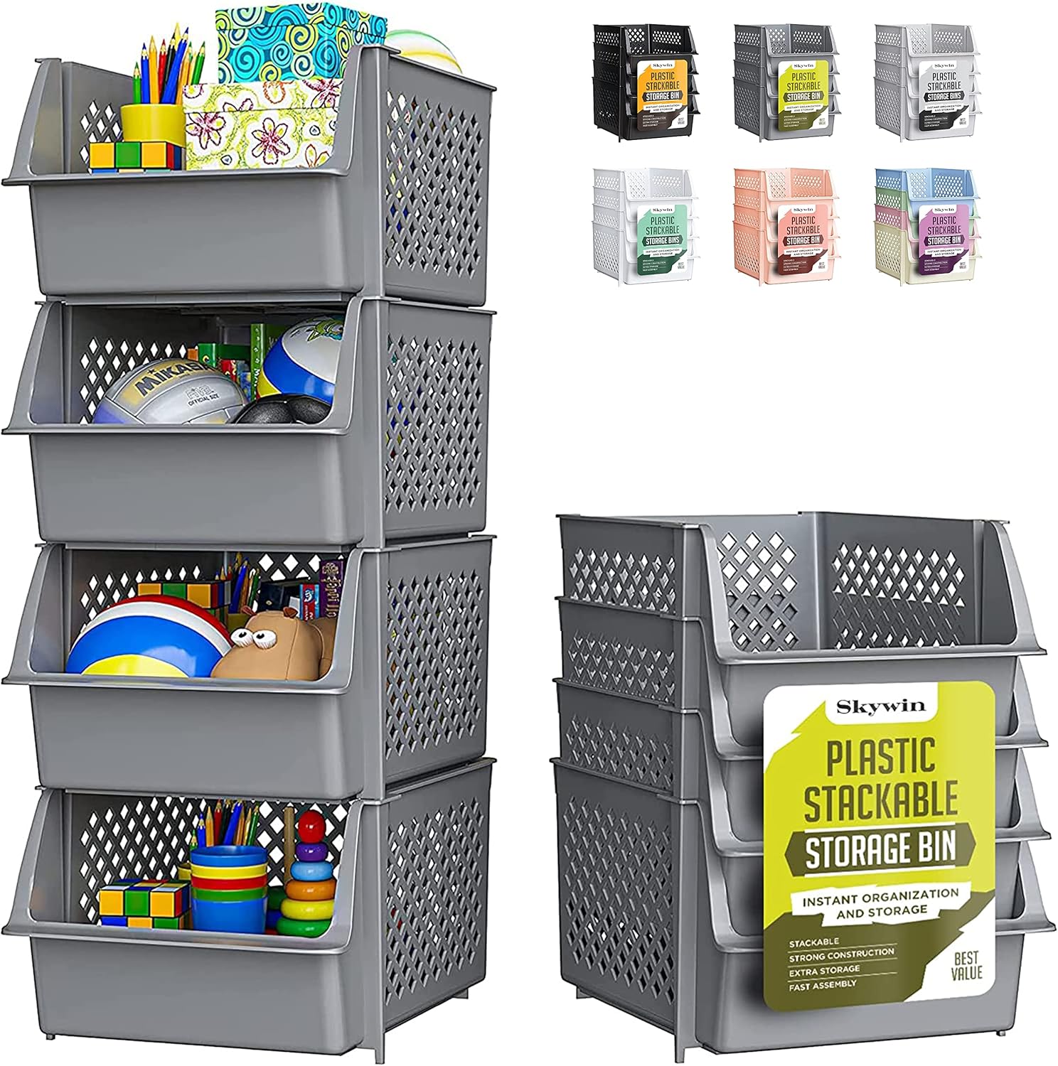 TidyFriend Stackable Storage Bins for Easy Organization and Storage