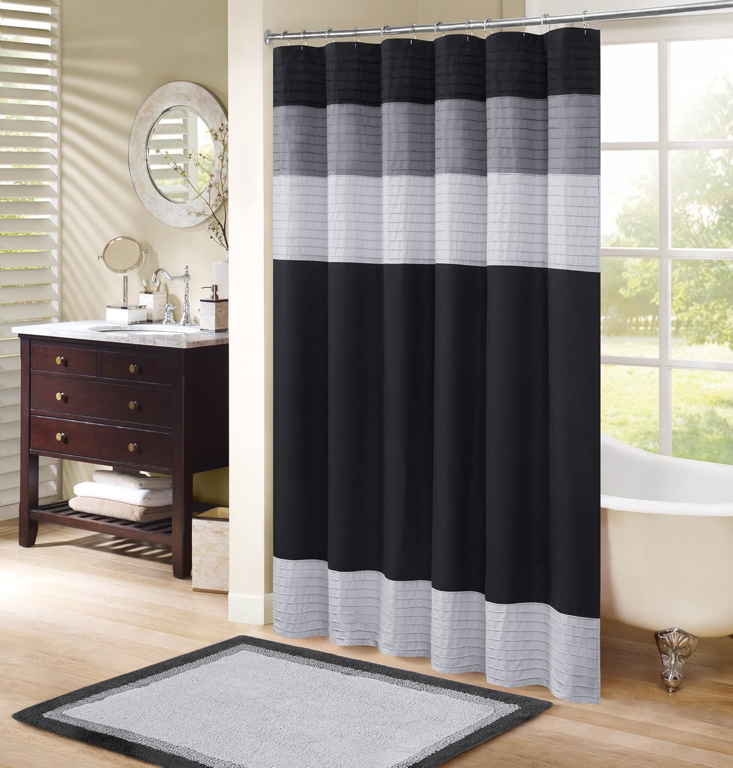 Modern Elegant Black Shower Curtain, 72x72