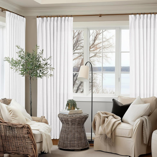 Elegant White Pinch Pleated Linen Curtains for Any Room