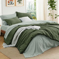 Bedsure King Size Comforter Set Olive Green - All-Season 7-Piece