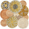 Boho Wall Basket Decor 11-Piece Set - Rustic Bulrush Woven Art