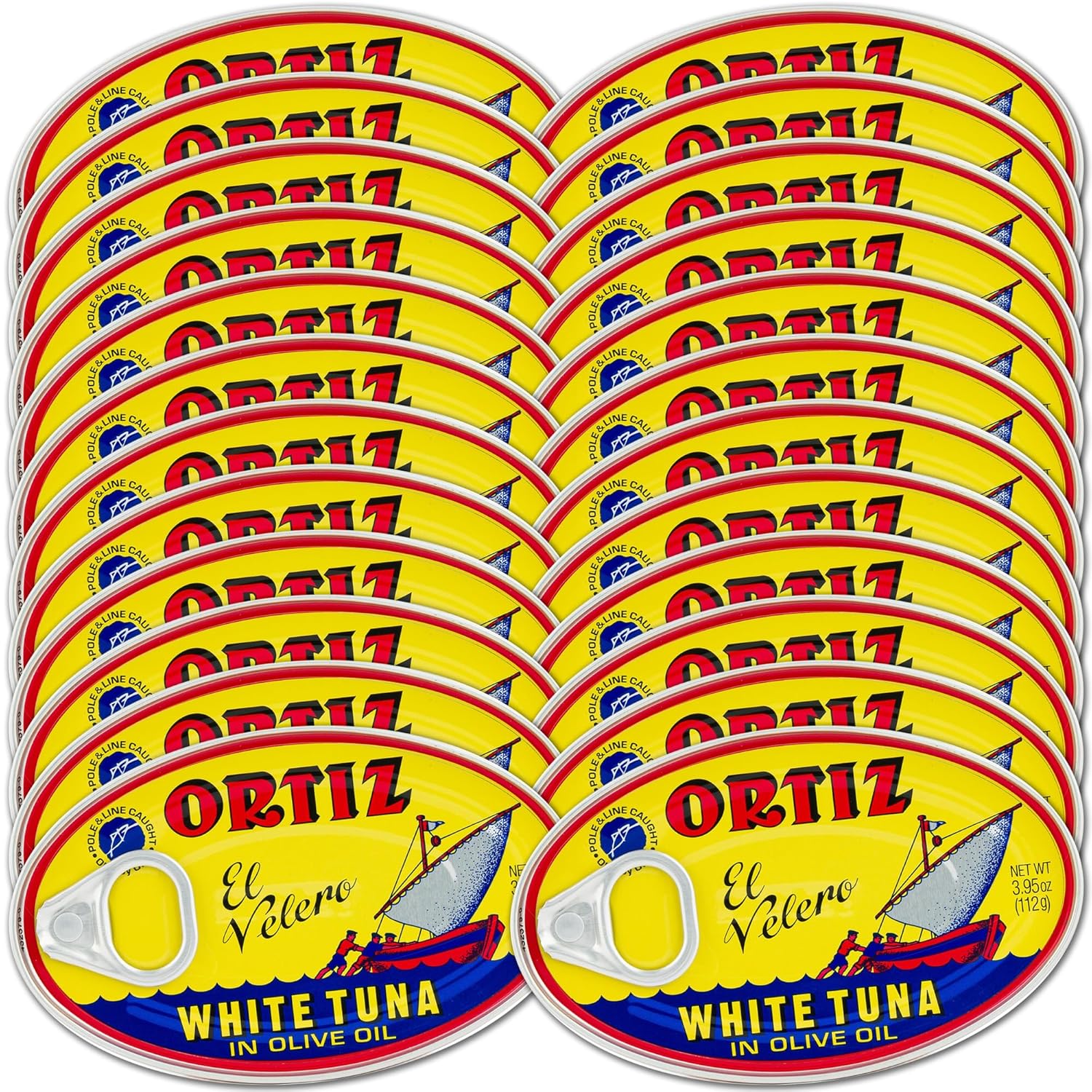 Ortiz White Tuna in Olive Oil - Fresh Tender Slices, 24 Pack