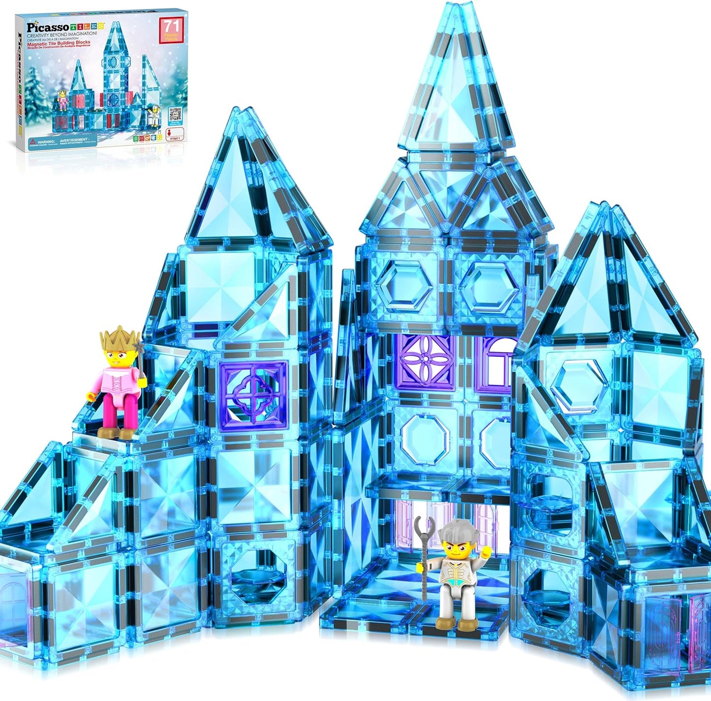 PicassoTiles Mini Diamond Series 71pc Winter Ice Theme Set