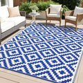 OLANLY Waterproof Outdoor Rug 6x9 ft - Reversible Blue & White