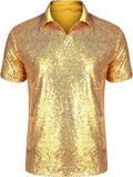 Men's Sequin Polo Shirt by URRU for Disco Night Parties
