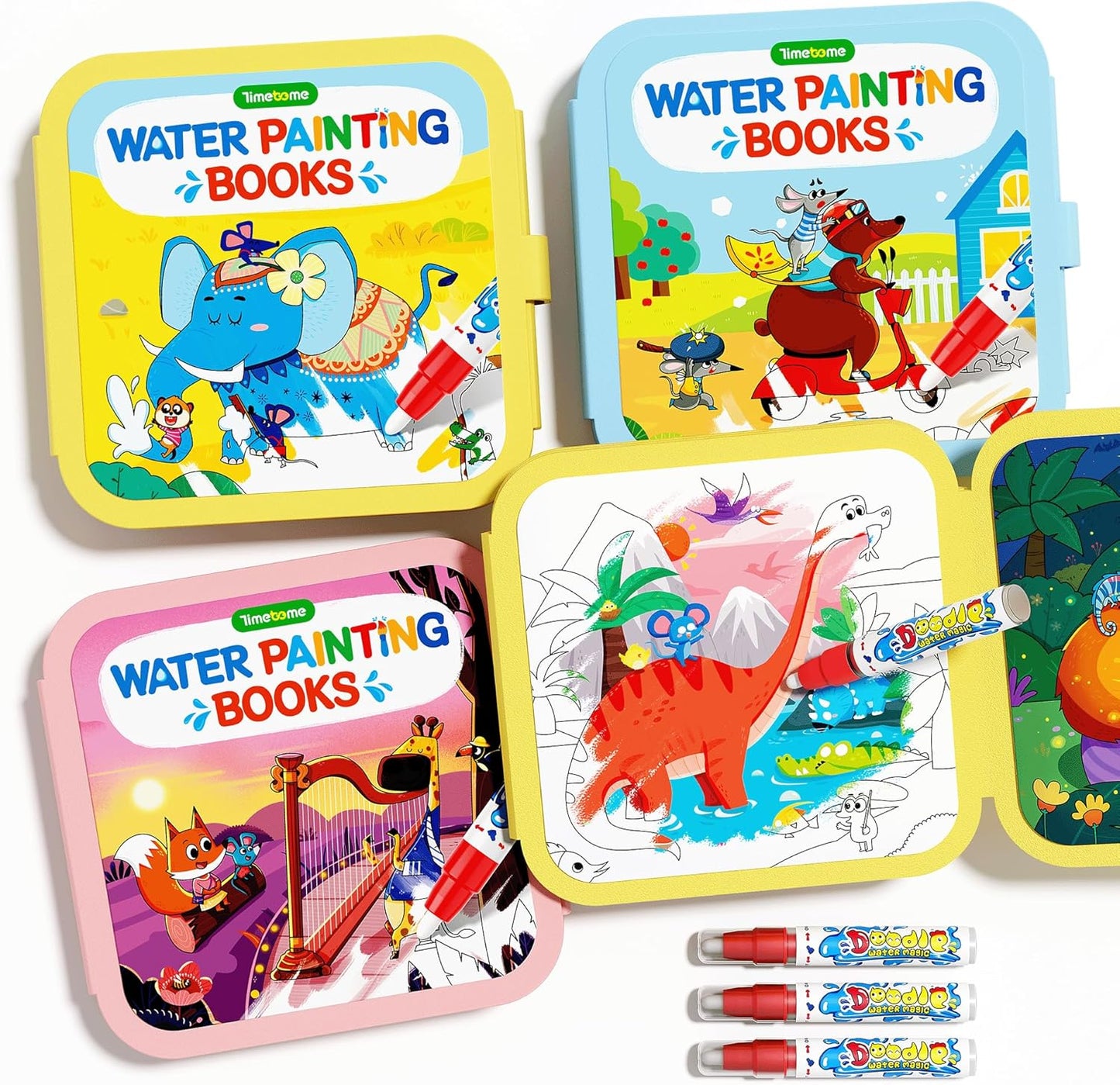 Timetome Reusable Water Painting Book Set for Kids - 3 Pack