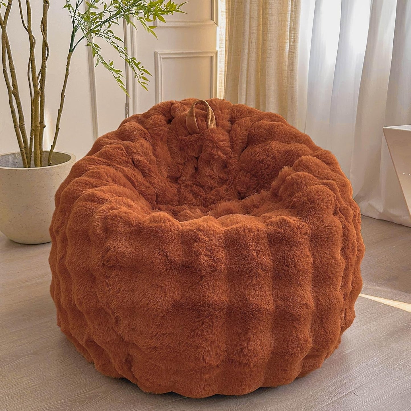 LIFEREVO Fluffy Faux Rabbit Fur Bean Bag Cover for Cozy Relaxation