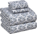 RUVANTI Flannel Sheets Queen Size Damask - 100% Cotton, Deep Pocket