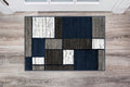 Modern Geometric Boxes Navy Area Rug 2 ft x 3 ft - Stylish Small Rug