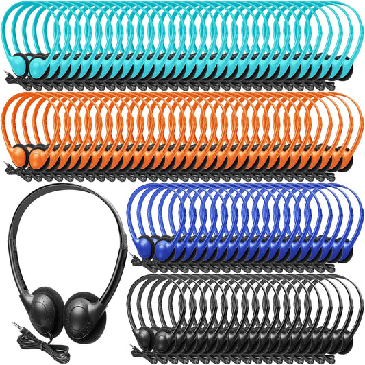 Hoteam 100 Pack Headphones for Classroom Bulk Students Adjustable