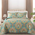 Quilt Bedding Set Queen Size - Boho Floral Lightweight Quilt