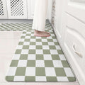Sage Green Checkered Kitchen Rug Set [2 PCs] - Comfortable