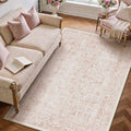 Pink Area Rug 4x6 Office Entryway Rug - Machine Washable Vintage Style