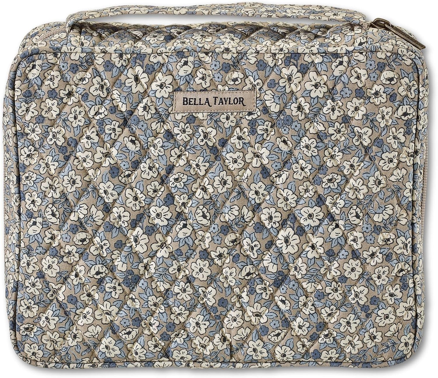 Quilted Bible Cover for Women - Large Study Bible Case Khaki Floral