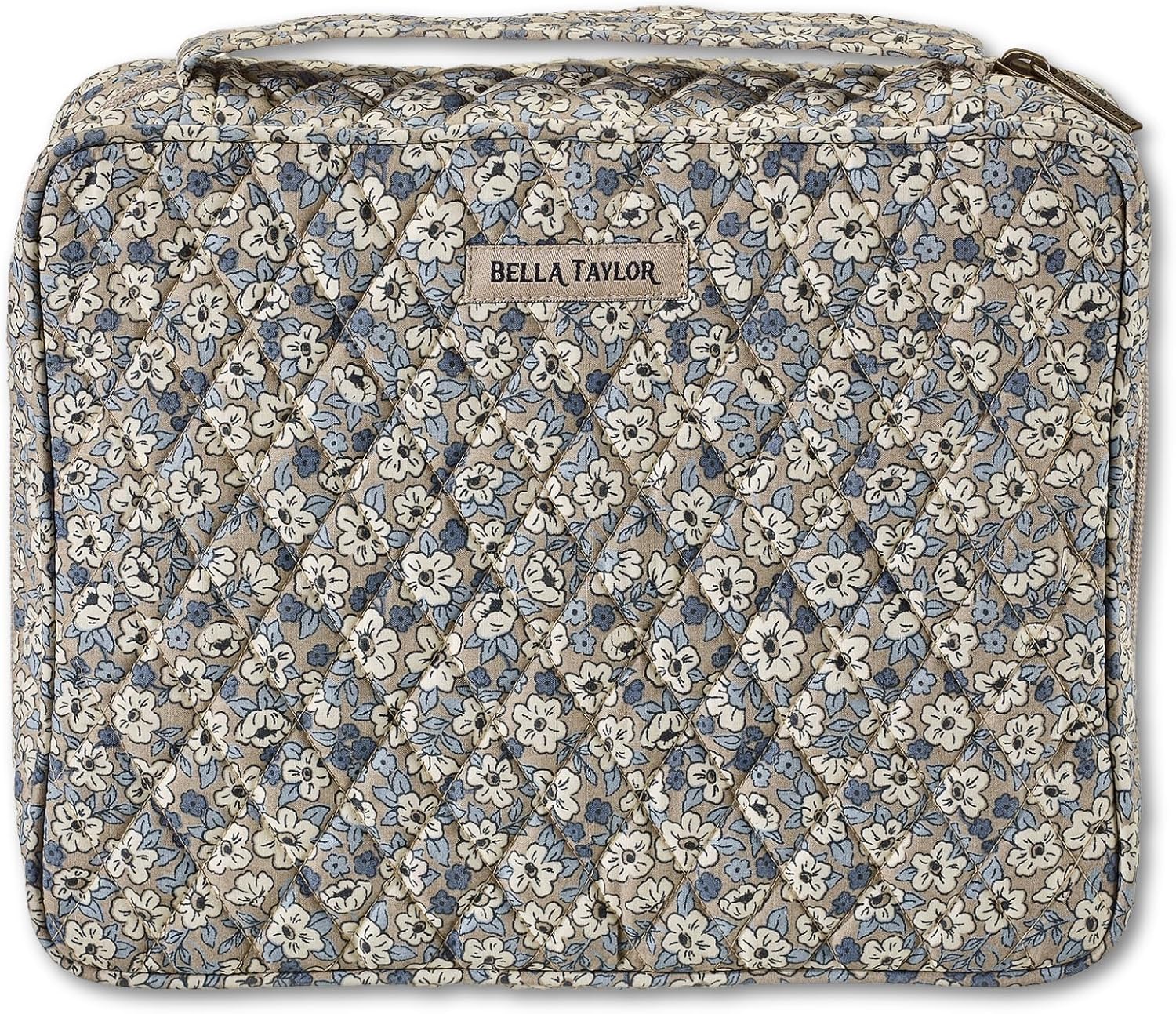 Quilted Bible Cover for Women - Large Study Bible Case Khaki Floral