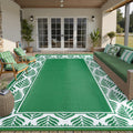 8x10 Patio Waterproof Outdoor Rug Reversible Green - Durable Outdoor