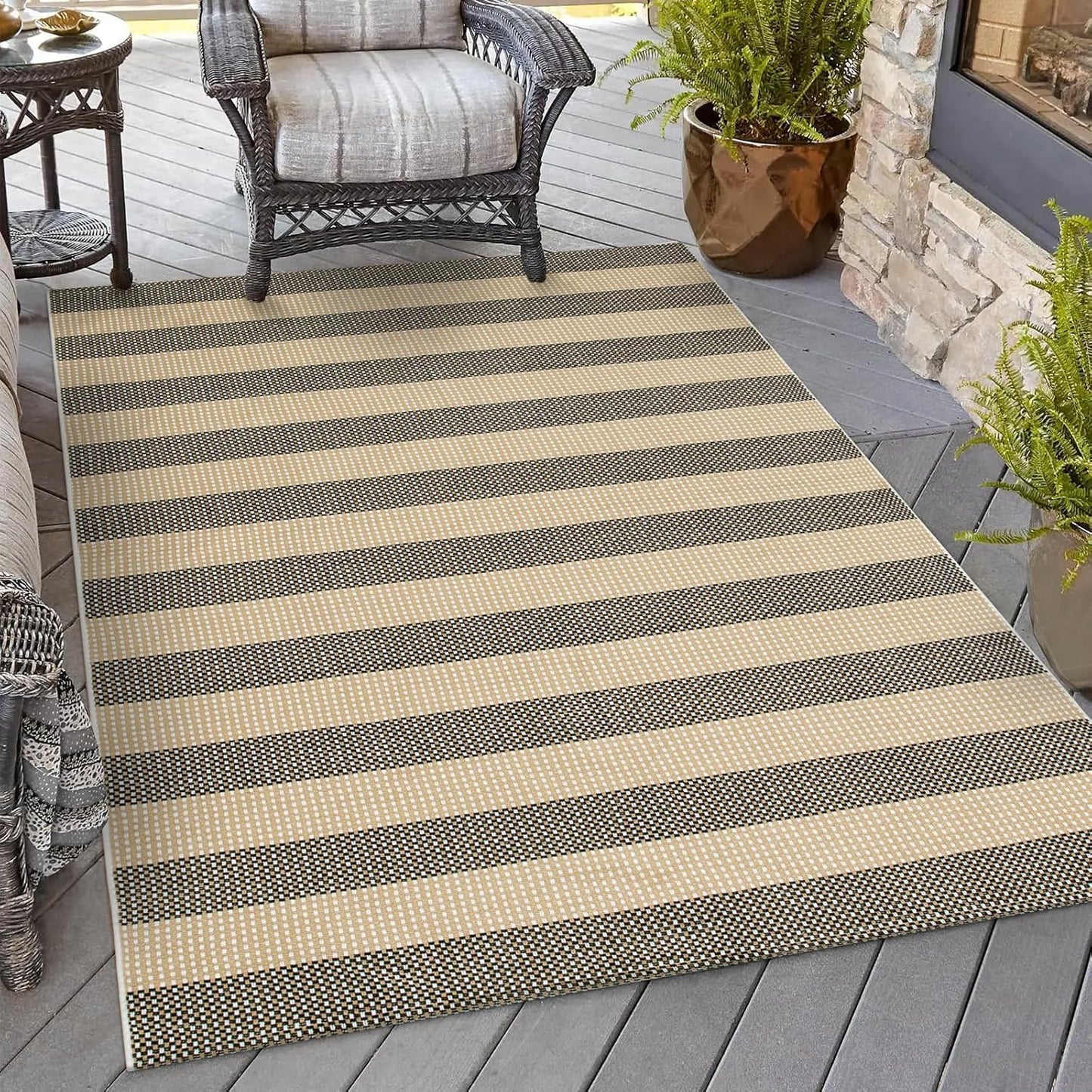 OJIA Washable Outdoor Rug 4ftx6ft for Indoor and Outdoor Use