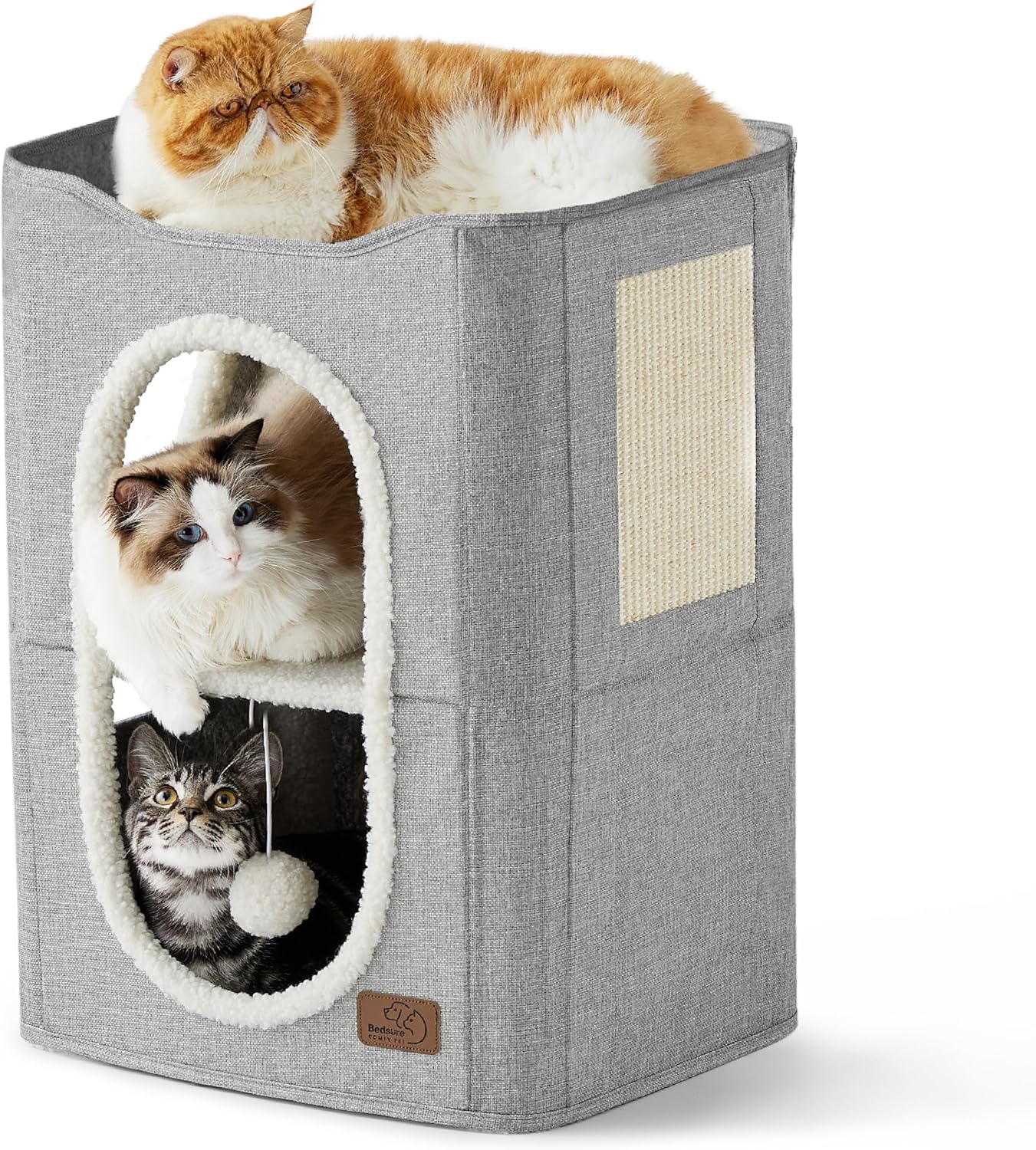 Bedsure 2 Story Cat House for Indoor Cats with Scratch Pad