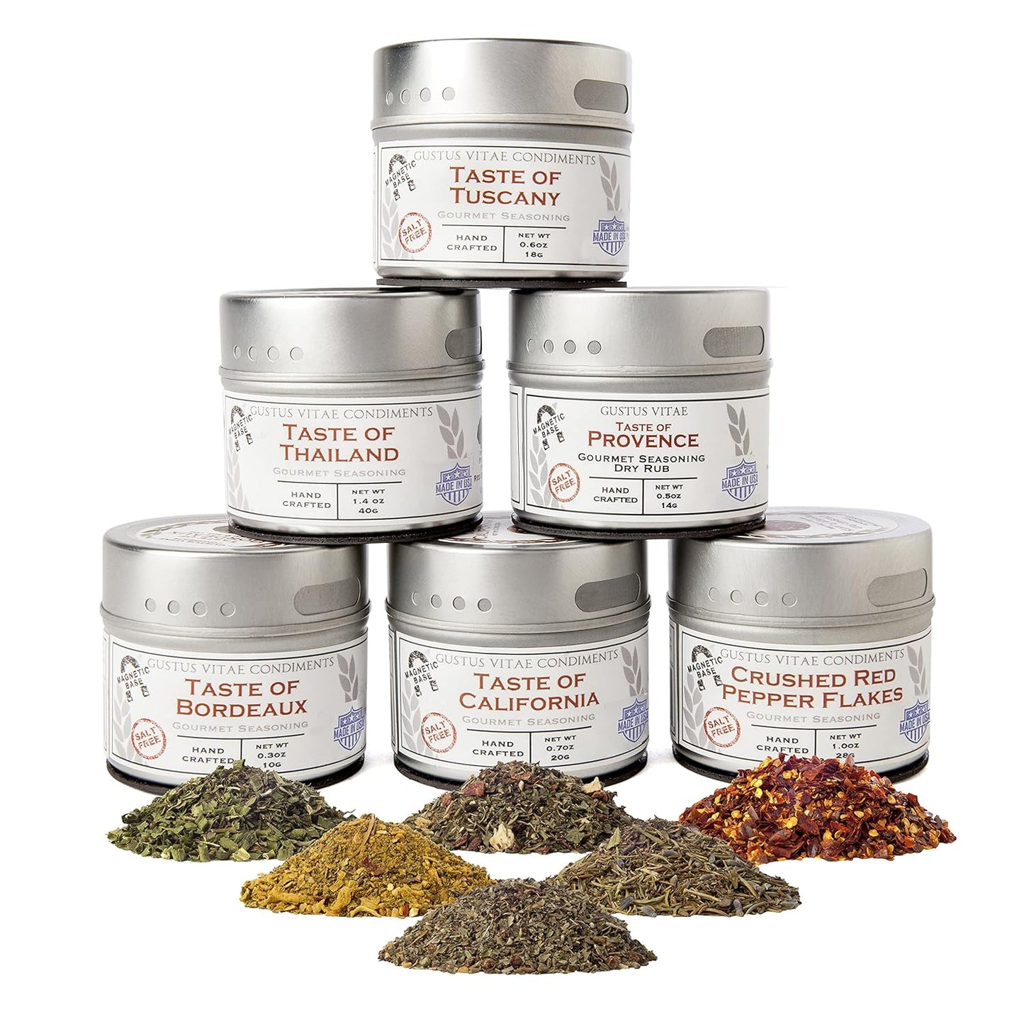 Salt-Free Gourmet Seasoning Collection with Magnetic Tins
