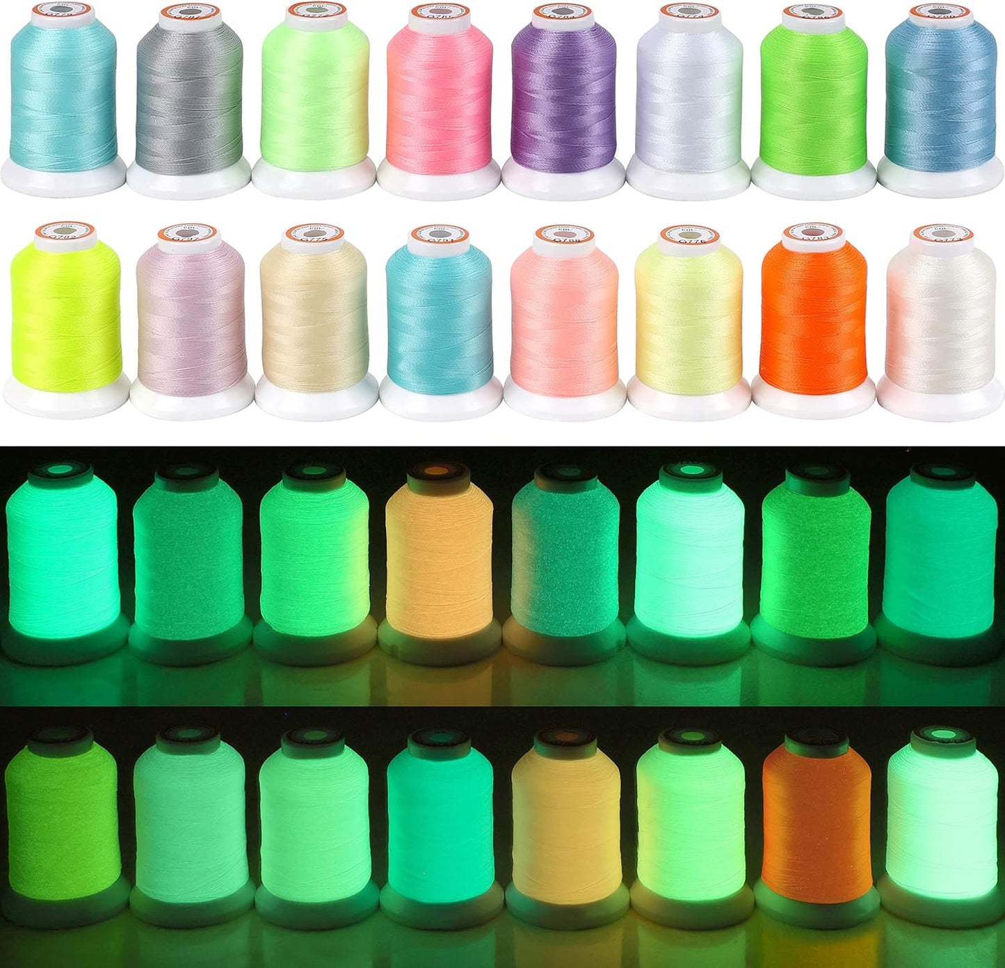 16 Colors Glow in The Dark Embroidery Thread Kit