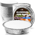Fit Meal Prep 100 Pack 9 Round Aluminum Foil Pans with Lids - Durable