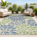 JONATHAN Y Floral Textured Weave Indoor Outdoor Rug 9x12 - Durable