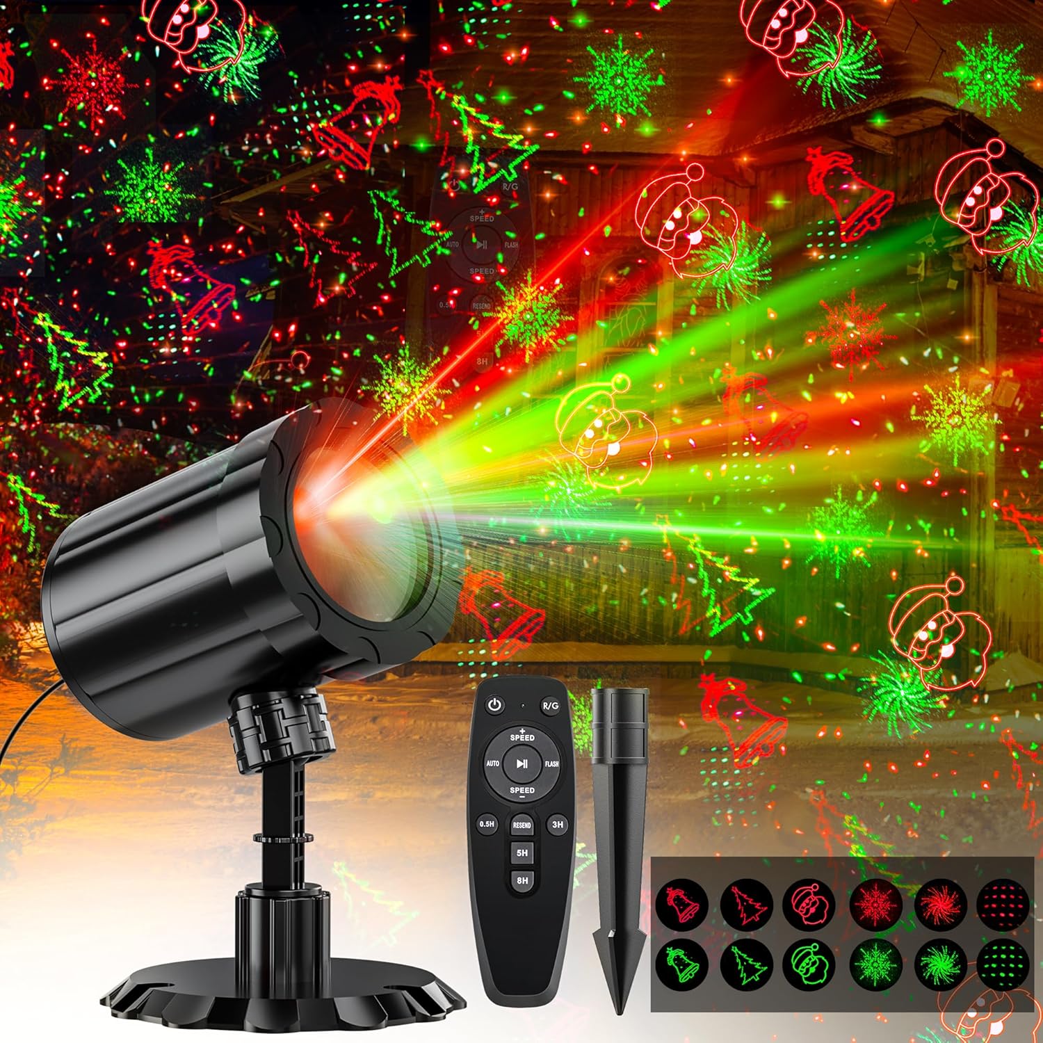 Remote Control Christmas Light Projector - Festive Outdoor Spotlights