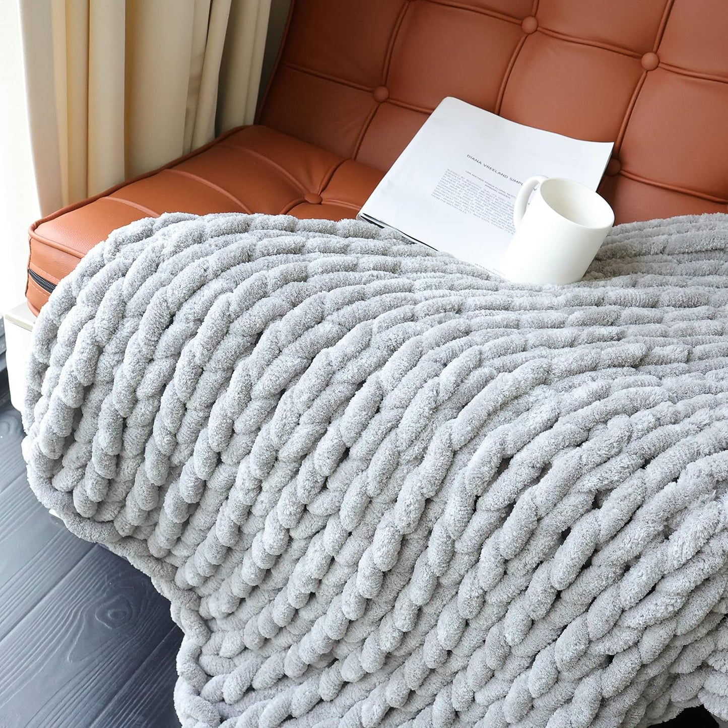 Maetoow Chenille Chunky Knit Blanket Throw for Cozy Comfort