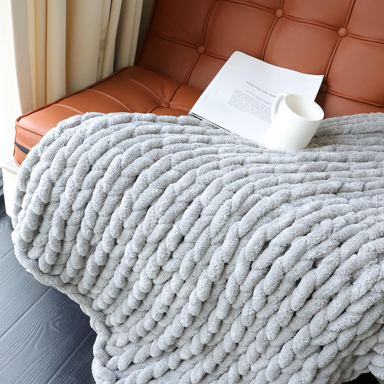 Maetoow Chenille Chunky Knit Blanket Throw for Cozy Comfort