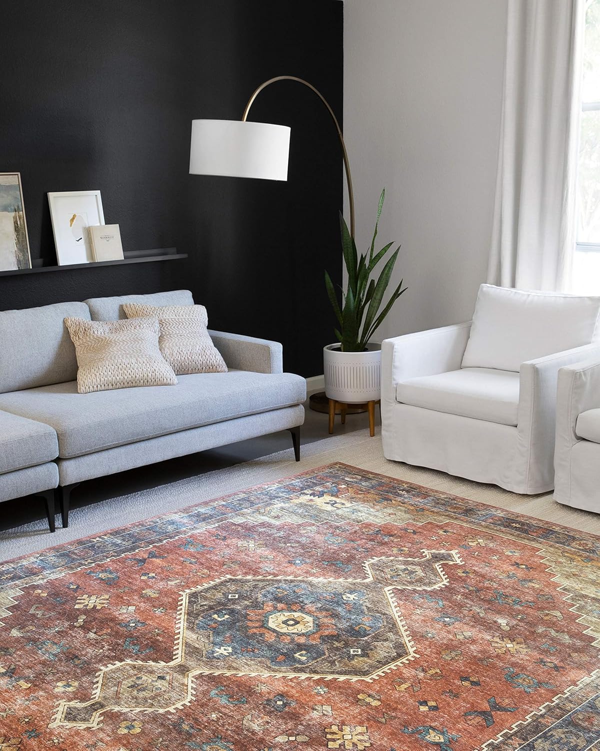 Loloi II Skye Collection Runner Rug in Rust and Blue Colors