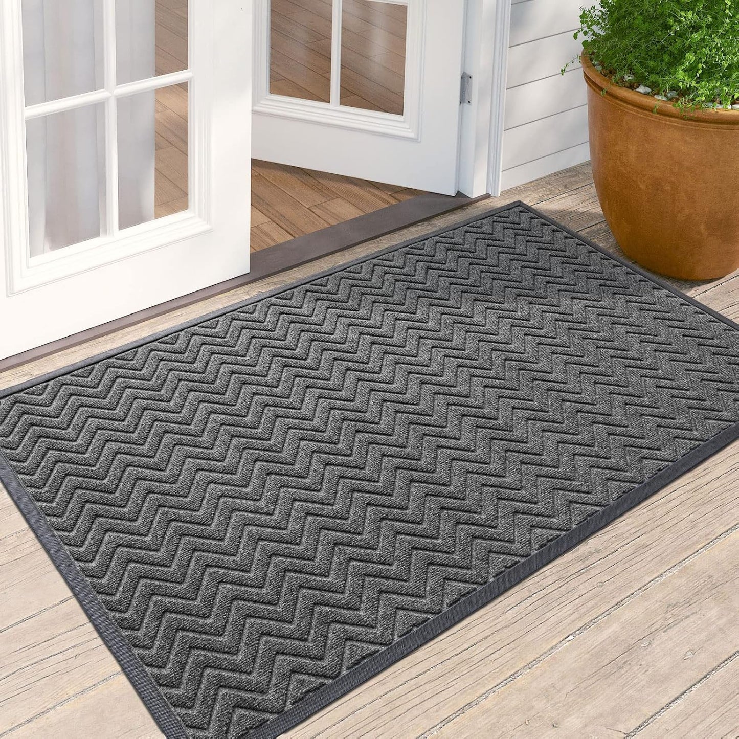 DEXI Front Door Mat Heavy Duty Non Slip Rubber Entry Doormat