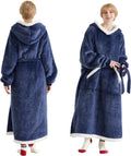 Wearable Blanket Hoodie Long Sherpa Sweatshirt - Cozy Full-Body Warmth