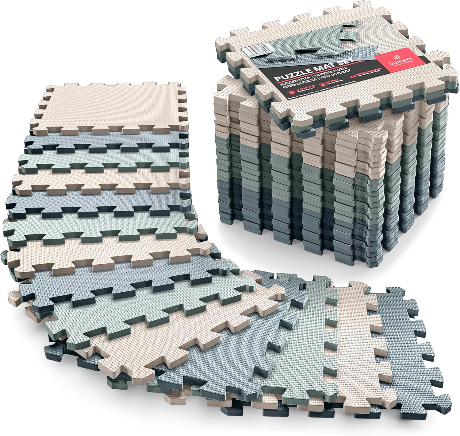 BeMaxx Gym Mats Set - 18 pcs EVA Interlocking Foam Tiles