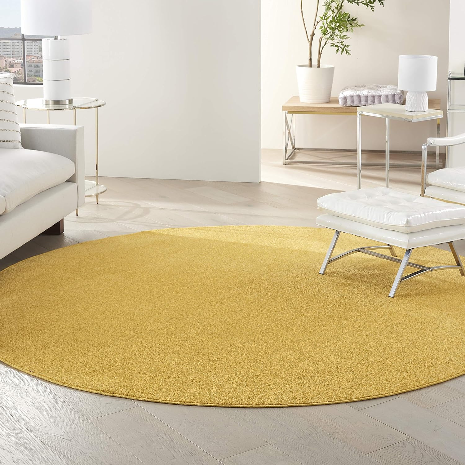 Nourison Essentials Indoor/Outdoor Yellow 8ft Round Area Rug Review